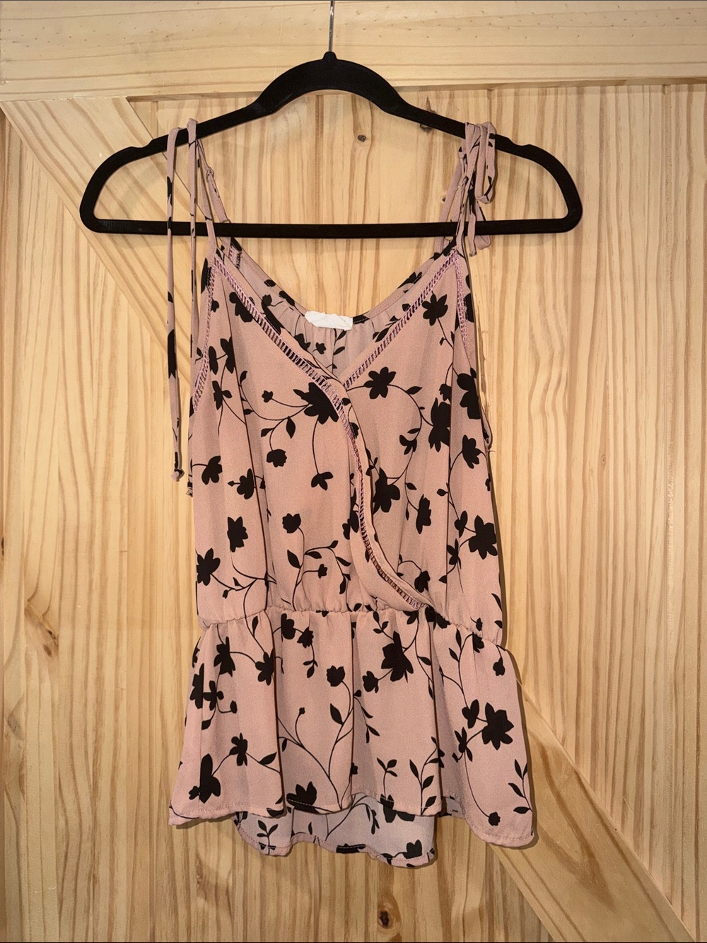 Sienna Sky Blush Floral Tie-Shoulder Peplum Camisole